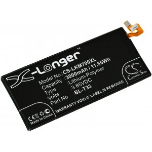 batteri passar till Smartphone LG Q6 / Q6a / M700A / M700N / typ BL-T33 o.s.v..