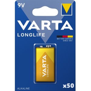 Batteri till VVS Varta Longlife Power Alkaline 6LR61 E 1/ Blister 50 paket 04922121411